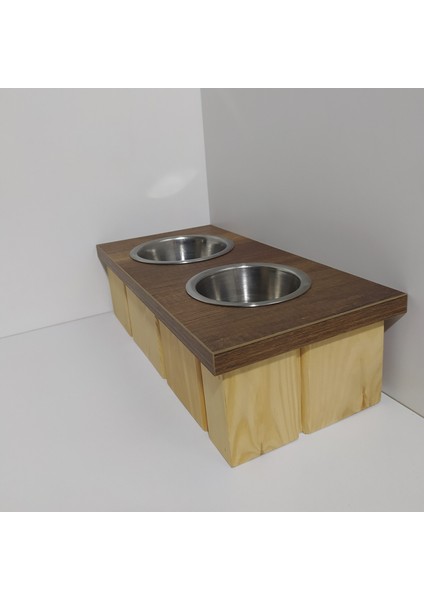 2'li Ahşap Kedi Köpek Mamalığı 2 Kaseli Kedi Köpek Mama ve Su Kabı Suluk ve Mamalık modelleri