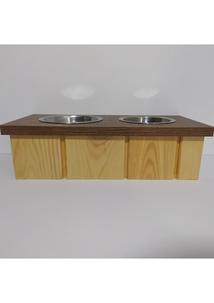 2'li Ahşap Kedi Köpek Mamalığı 2 Kaseli Kedi Köpek Mama ve Su Kabı Suluk ve Mamalık fırsatları