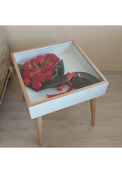 Beyaz-Rose Derin Yan Sehpa! Çiçek ve Gül Dizaynı Için Anı Sehpası! Gül Kutusu! Çiçek Sehpası! modelleri