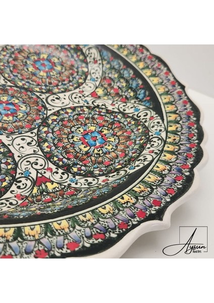 Aysun Hand Art Aysunhandart Ipek Desenle Bezenmiş El Yapımı Seramik Tabak