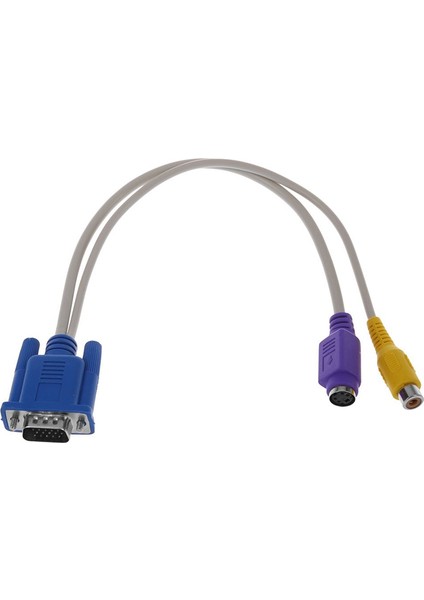 VGA 15 Pin Erkek / 1 Rca Dişi+Mını Dın Dişi 10 cm Kablo (81)