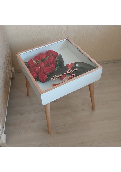 Isimli Beyaz-Rose Derin Yan Sehpa! Çiçek ve Gül Dizaynı Için Anı Sehpası! modelleri