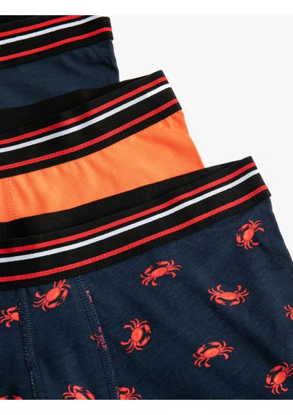 3'lü Boxer Seti Yengeç Baskılı Çok Renkli Pamuklu