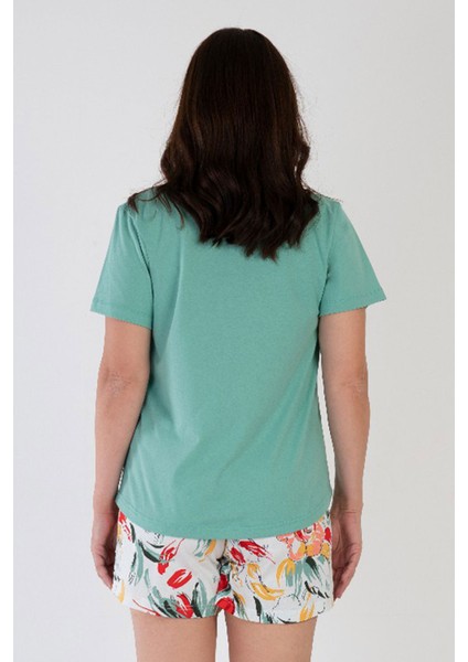 Pamuklu Kadın Büyük Beden Kısa Kol Şortlu Pijama Takım