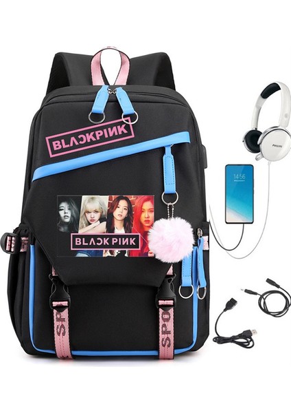 Ozma Black Pink USB Şarj Edilebilir Çok Fonksiyonlu Büyük Kapasiteli Su Geçirmez Sırt Çantası (Yurt Dışından) fiyatları