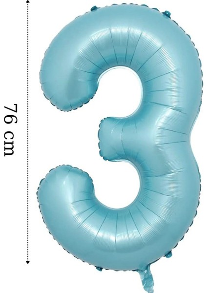 Folyo Balon Rakam Helyum Balon Mavi Renk