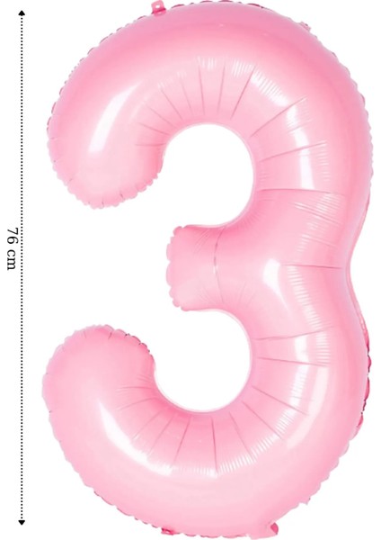 Folyo Balon Rakam Helyum Balon 76 cm Pembe Renk