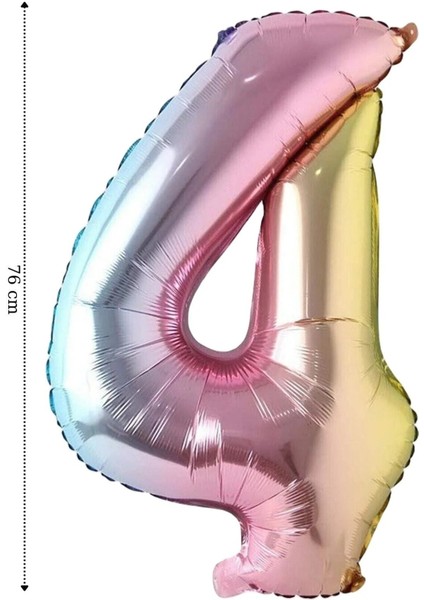 Folyo Balon Rakam Helyum 76 cm Balon Gökkuşağı