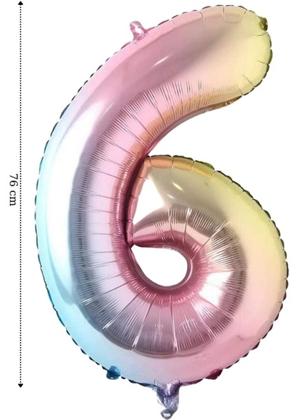 Folyo Balon Rakam Helyum 76 cm Balon Gökkuşağı
