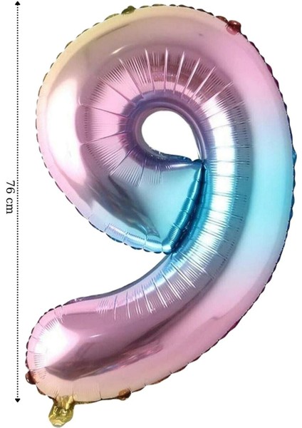 Folyo Balon Rakam Helyum 76 cm Balon Gökkuşağı