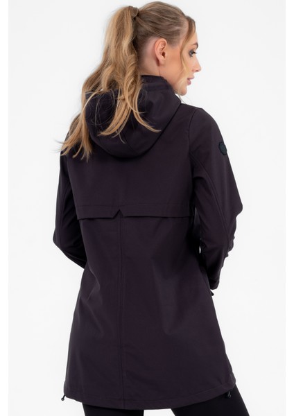 Koyu Gri Çıkarılabilir Kapüşonlu 2 Cepli Su Ve Rüzgar Geçirmez Kadın Softshell Mont 6331