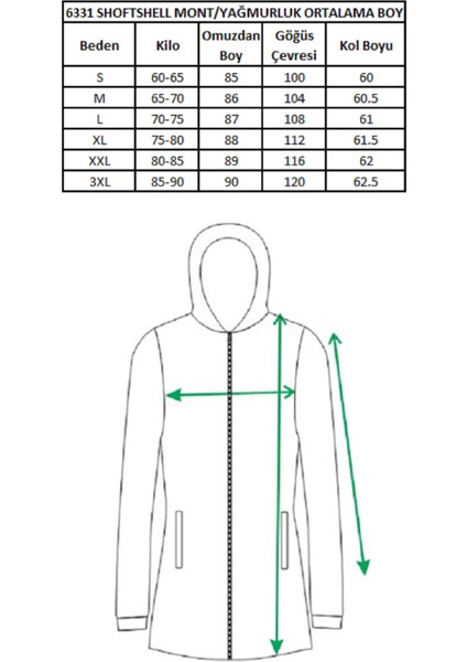 Koyu Gri Çıkarılabilir Kapüşonlu 2 Cepli Su Ve Rüzgar Geçirmez Kadın Softshell Mont 6331