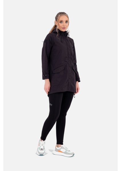 Koyu Gri Çıkarılabilir Kapüşonlu 2 Cepli Su Ve Rüzgar Geçirmez Kadın Softshell Mont 6331