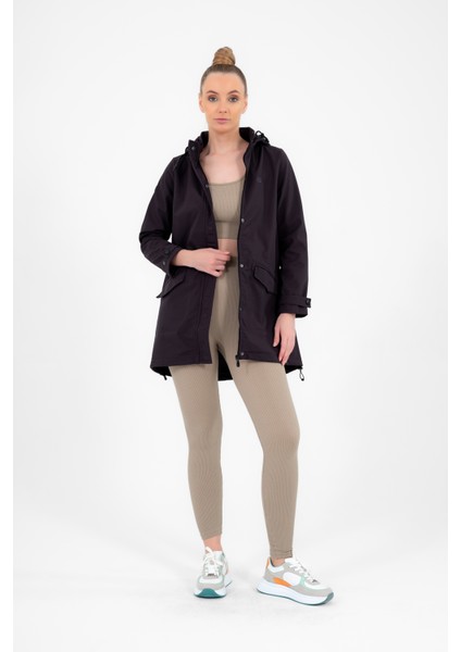 Koyu Gri Çıkarılabilir Kapüşonlu 2 Cepli Su Ve Rüzgar Geçirmez Kadın Softshell Mont 6331