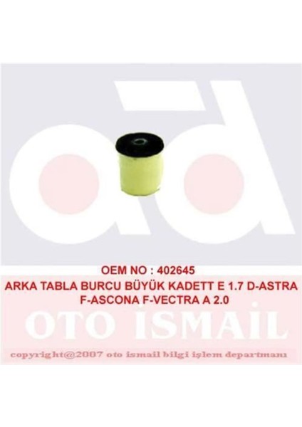 636 Doğru Kauçuk 636 Dingil Takozu Arka Astra F Vectra A Ascona C Kadett E