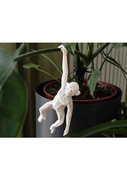 Şirin Maymun Figürü - Low Poly - Yılbaşı Süsü