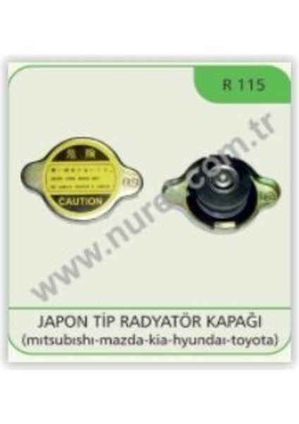 R115 R115 Radyatör Kapağı 0.9 Bar Japon Tipi Mitsubishi Mazda Kia-Hyundai Toyota