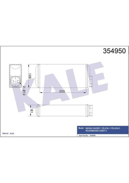 354950 354950 Kalorifer Radyatörü Skoda: Favorıt / Felıcıa I Iı / Vw: Caddy Iı
