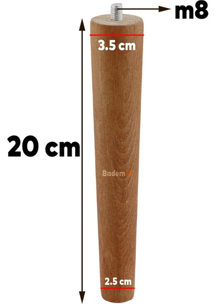 Mobilya Sofra Ahşap Ayak Sehpa Sandalye Masa Puf Tabure Mobilya Kanepe Ayağı Koltuk Baza Dolap Ayakları 20 cm