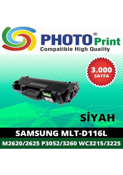 Pp Samsung Xpress SL-M2625F D116L Chipli Ithal Muadil Toner 3.000 Sayfa