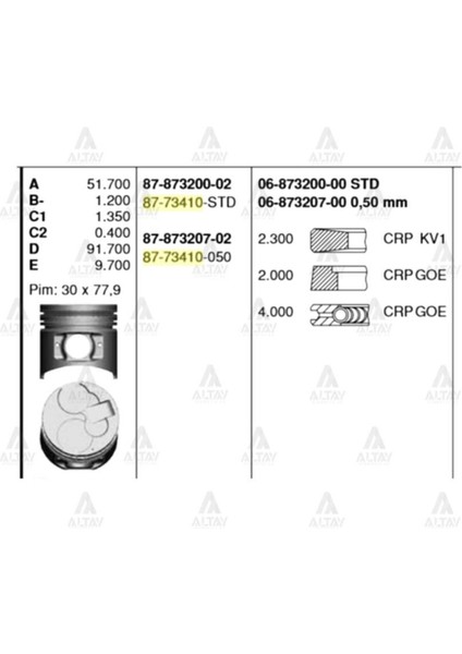 06-873207-00 Iss 6-873207-0 Segman 0.50 Fuso Canter 511 711 4M40