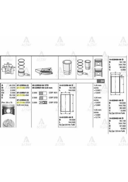06-848207-00 Iss 6-848207-0 Segman 83.5 1.5d 3 Cyl Accent Admıre
