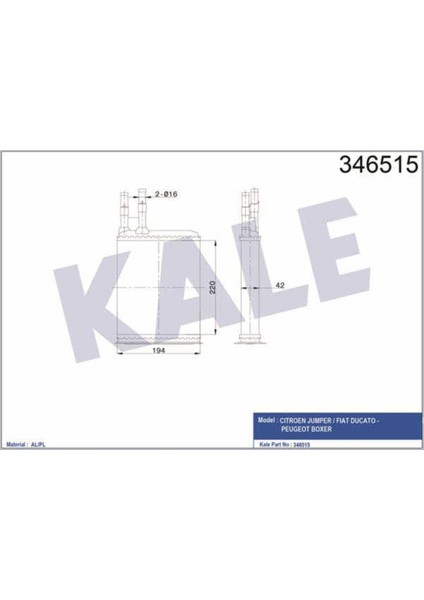 346515 346515 Kalorifer Radyatörü Ducato 94-02 / Boxer 94-02 / Jumper 94-02 Relay 94-02 M