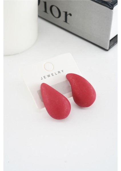 Kadın Vip Seri Su Damlası Model Küpe Kırmızı modelleri