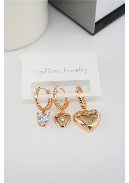 Kadın Vip Seri Zirkon Taşlı 3'lü Küpe modelleri