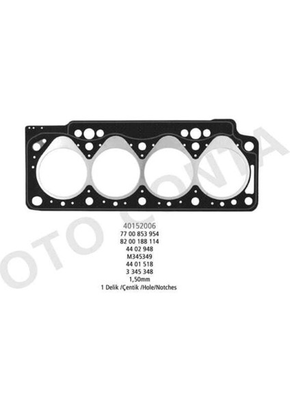 40152006 40152006 Silindir Kapak Contası 2 Delık R19 Clıo Iı Kangoo Megane 1.9d F8Q 1.50MM