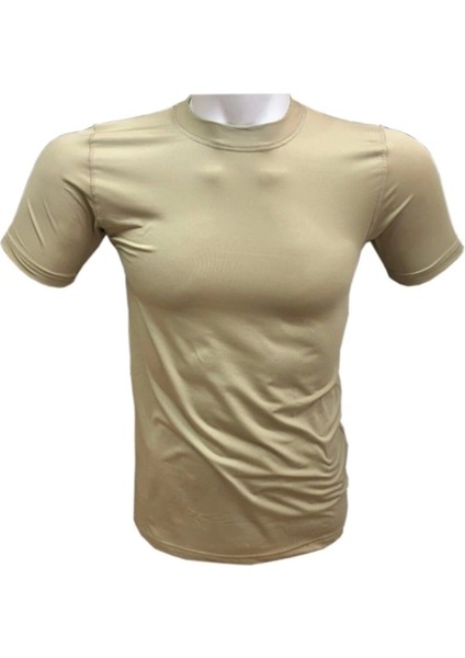 Erkek Askeri Termal Microfiber Kısa Kol Bej Nano Tişört