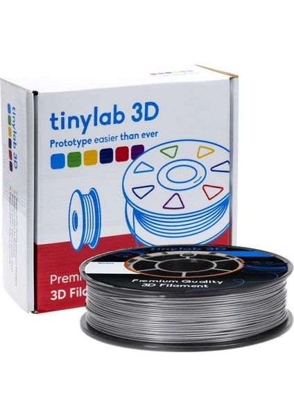 TinyLab 3D 1.75mm 1000gr Gümüş PLA Filament 190-220°C Baskı Sıcaklığı - Yüksek Kalite, Çevre Dostu, Mükemmel Yapışma ve Pürüzsüz Yüzey