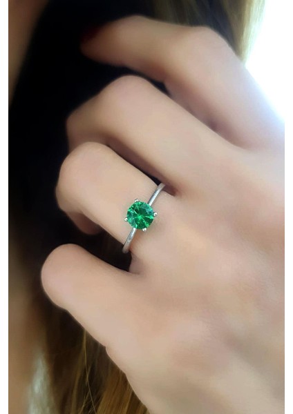 Sky Diamond Green creative rubies 925ayar gümüş tek taş yüzük