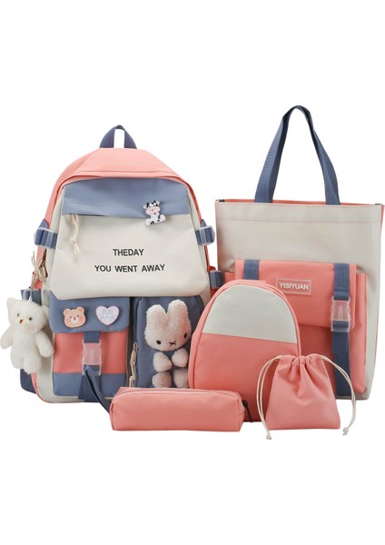 Yeni Ortaokul Okul Çantası Rahat Naylon Renk Eşleştirme Sırt Çantası Sevimli Kız Büyük Kapasiteli Sırt Çantası (Yurt Dışından)