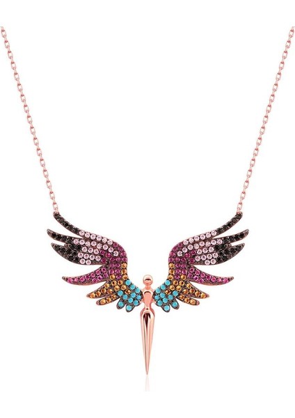 925 Ayar Gümüş Melek Kanatlı Kolye SK1117