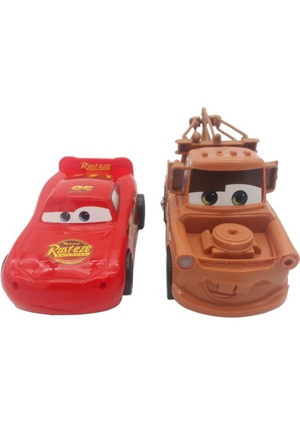 Cars Şimşek Mcqueen ve Mater Oyuncak Sürtmeli 2 Li Araç Seti, Arabalar Oyuncak Figür