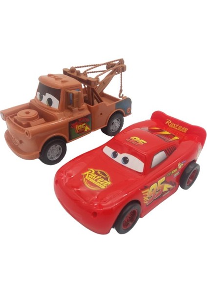 Cars Şimşek Mcqueen ve Mater Oyuncak Sürtmeli 2 Li Araç Seti, Arabalar Oyuncak Figür