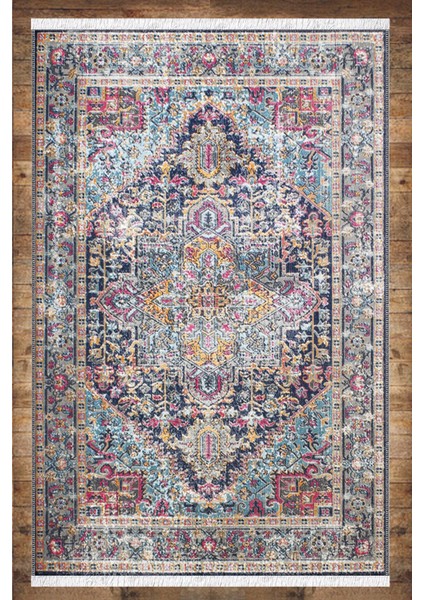 Anadolu Motifli Desenli Yıkanabilir Kaymaz Salon Halısı Dekoratif Kilim ARM-1021