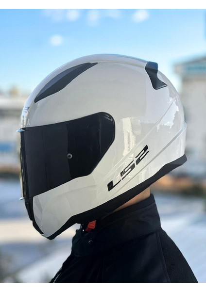 Rapid 2 Beyaz Kask Siyah Vizörlü