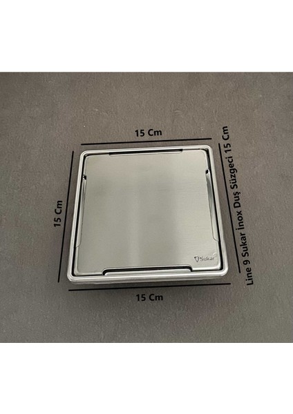 Sukar Line 9 Plain Paslanmaz Çelik Kasa Inox Duş Süzgeçi Ø50 Alttan Çıkış 15X15 cm 1153-1031599-01 fiyatları