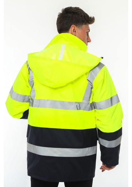 Iş Kabanı Parka Su ve Rüzgar Geçirmez Rain Safety Model Membranlı Neon Sarı Erkek