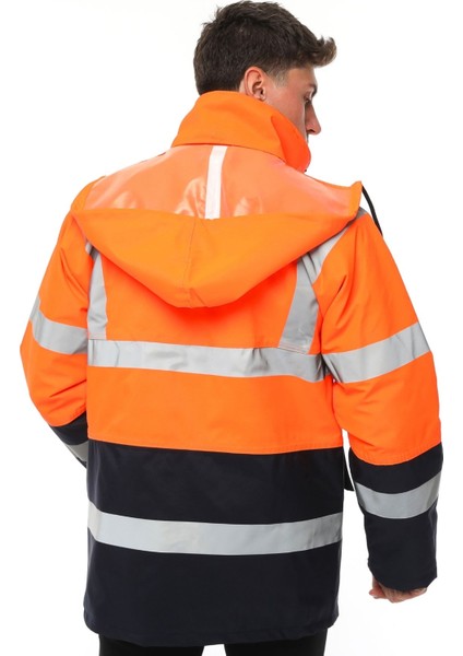 Iş Kabanı Parka Su ve Rüzgar Geçirmez Rain Safety Model Membranlı Neon Turuncu Erkek modelleri