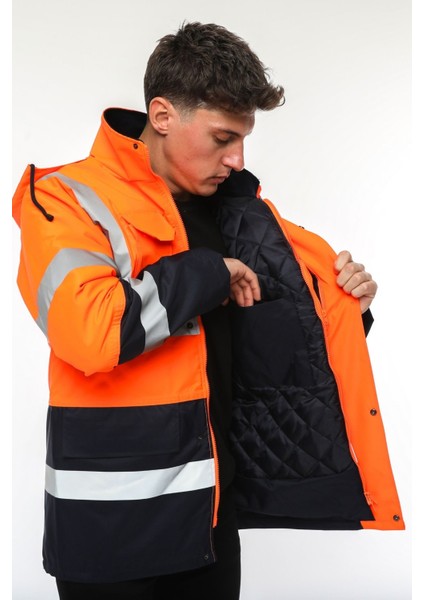 Iş Kabanı Parka Su ve Rüzgar Geçirmez Rain Safety Model Membranlı Neon Turuncu Erkek fırsatları