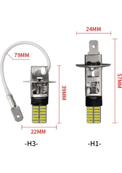 H1 Stili H3 2 Parça H3 24 LED Ampul Süper Parlak Hmd Araba Sis Farları Sürüş Gündüz Çalışan Lamba Araba Ampulleri Dc 12V 6500K Araba H3 Beyaz Işık (Yurt Dışından) fırsatları