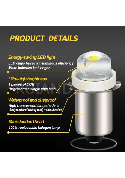 4.5V Nopolar Stil Beyaz .5s Pr2 0.5W 3V 4.5V 6V 9V 18V Nopolar LED El Feneri Yedek Ampul Torch Lambası Cob Chip ile LED Acil Durum Çalışma Işığı (Yurt Dışından)