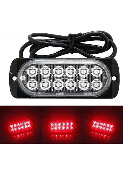 12LED Işık Çubuğu Güvenlik Acil Çalışma Sis Lambası Kırmızı Lamba Off-Road Araba Kamyonları Için LED Araba Işığı LED Farlar Spot Işığı 12V ~ 24V (Yurt Dışından)