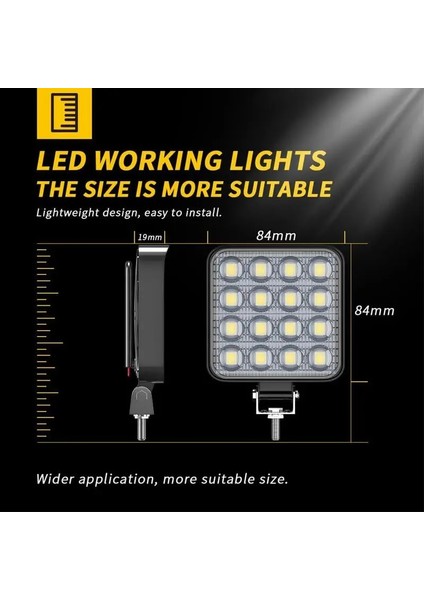 Bir Stil W 16LEDS Kare Çalışma Işığı Süper Parlak Beyaz Lamba Araba Motosiklet Kamyon Için Dc Araba Yardımcı Far (Yurt Dışından) fırsatları