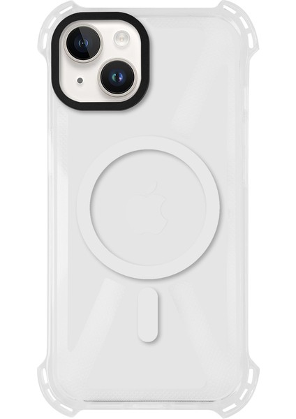 iPhone 13 Magsafe Kablosuz Şarj Özellikli Mıknatıslı Transparan Beyaz Şeffaf Renkli Kılıf