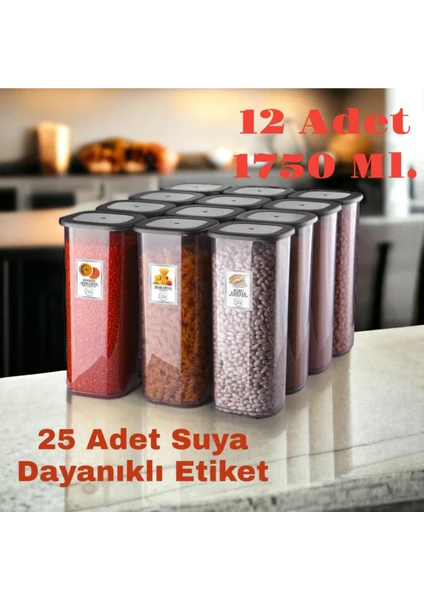 NY Home Etiketli 12 Adet 1750 ml Antrasit Ekonomik Kırılmaz Saklama Kabı