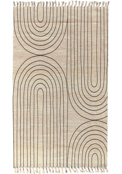 Alaçatı 12 Siyah Minimal Çizgi Desenli Otantik Motif Kara Tezgah Halı Çift Taraflı Kilim